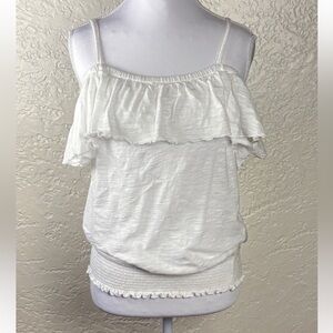NWOT INC International Concepts White Ruffle Camisole